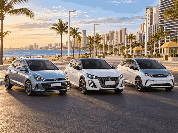 Carro (hatch ou sedã) com pneus novos